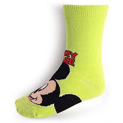 Cute Walk By Babyhug Disney Ankle Length Anti-Bacterial Socks With Mickey, Goofy And Donald Graphics Pack Of 3 - Green Red & Blue