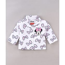 Babyhug Disney Single Jersey Knit Full Sleeves Night Suit With Minnie Mouse Print - White