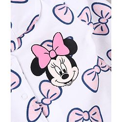 Babyhug Disney Single Jersey Knit Full Sleeves Night Suit With Minnie Mouse Print - White