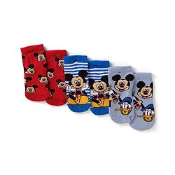 Cute Walk By Babyhug Disney Ankle Length Anti-Bacterial Socks With Mickey Mouse Graphics Pack Of 3 - Grey White & Blue