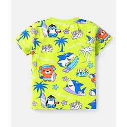Babyhug 100% Cotton Knit Half Sleeves Night Suit with Beach Theme Print - Light Green