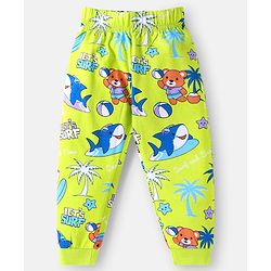 Babyhug 100% Cotton Knit Half Sleeves Night Suit with Beach Theme Print - Light Green
