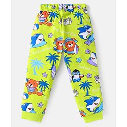 Babyhug 100% Cotton Knit Half Sleeves Night Suit with Beach Theme Print - Light Green