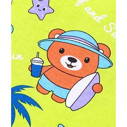 Babyhug 100% Cotton Knit Half Sleeves Night Suit with Beach Theme Print - Light Green