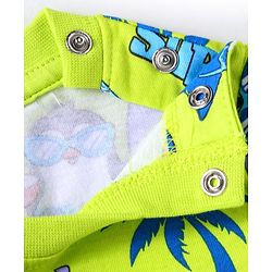 Babyhug 100% Cotton Knit Half Sleeves Night Suit with Beach Theme Print - Light Green