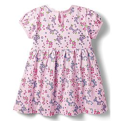 Babyhug 100% Cotton Single Jersey Knit Half Sleeves Floral Printed Frock with Bloomer & Bow Applique - Pink