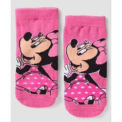 Cute Walk By Babyhug Disney Ankle Length Anti-Bacterial Socks  With Minnie Mouse Graphics Pack Of 3 - Pink & White