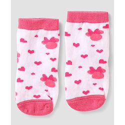 Cute Walk By Babyhug Disney Ankle Length Anti-Bacterial Socks  With Minnie Mouse Graphics Pack Of 3 - Pink & White