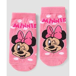 Cute Walk By Babyhug Disney Ankle Length Anti-Bacterial Socks  With Minnie Mouse Graphics Pack Of 3 - Pink & White