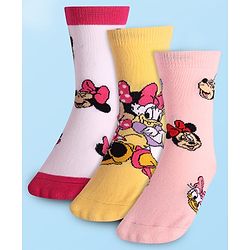 Cute Walk By Babyhug Disney Ankle Length Anti-Bacterial Socks  With Minnie Mouse Graphics Pack Of 3 - Pink & White