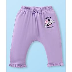 Babyhug Disney Interlock Knit Full Length Diaper Leggings With Minnie Mouse Graphics & Bow Detailing Pack Of 3 - Purple Pink & White