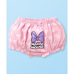 Babyhug Disney Single Jersey Knit Bloomers with Minnie Mouse Graphics Pack of 3 - Pink White & Lavender