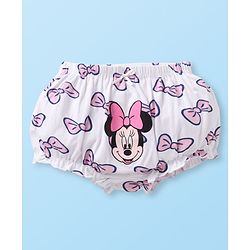 Babyhug Disney Single Jersey Knit Bloomers with Minnie Mouse Graphics Pack of 3 - Pink White & Lavender