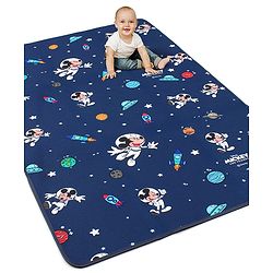 Babyhug Disney Premium Reversible Foldable Waterproof Floor mat- 6ftx4ft|Thickness 8mm|Space Theme|Colorful|Learn and Play Mat|Soft Foam| Anti-Slip Mat|Baby Massage| Carry Bag|BIS Certified