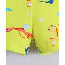 Babyhug Swimming Trunk With Dino Print & Swimming Cap - Yellow