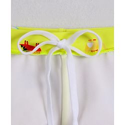 Babyhug Swimming Trunk With Dino Print & Swimming Cap - Yellow