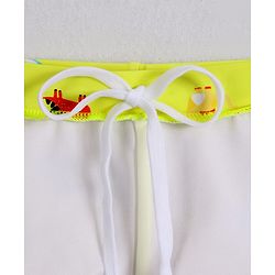 Babyhug Swimming Trunk With Dino Print & Swimming Cap - Yellow