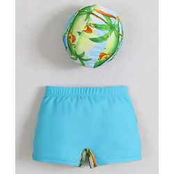 Babyhug Swimming Trunks & Cap with Dino Print - Green