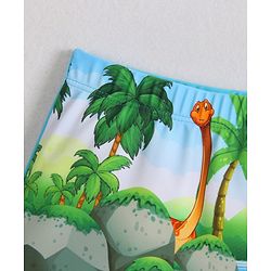 Babyhug Swimming Trunks & Cap with Dino Print - Green