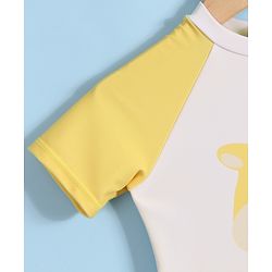 Babyhug Half Raglan Sleeves Legged Swimsuit with Giraffe Print - Yellow