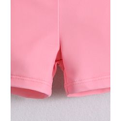 Babyhug Half Raglan Sleeves Two Piece Swimsuit & Cap with Teddy & Text Print - Pink