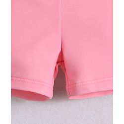 Babyhug Half Raglan Sleeves Two Piece Swimsuit & Cap with Teddy & Text Print - Pink