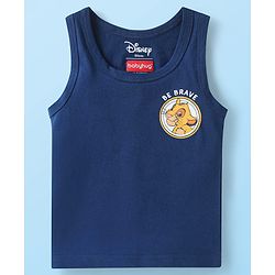 Babyhug Disney Interlock Knit Sleeveless Vests with Simba Graphics Pack of 3 - Green Navy Blue & White