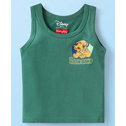 Babyhug Disney Interlock Knit Sleeveless Vests with Simba Graphics Pack of 3 - Green Navy Blue & White
