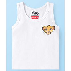 Babyhug Disney Interlock Knit Sleeveless Vests with Simba Graphics Pack of 3 - Green Navy Blue & White