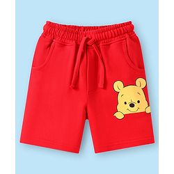 Babyhug Disney Single Jersey Knit Half Sleeves Striped Polo T-Shirt & Shorts Set With Winnie The Pooh Graphics - Red