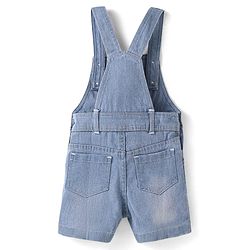 Babyhug Single Jersey Woven Dungaree & Half Sleeves T-Shirt With Tree Print - Blue & Green