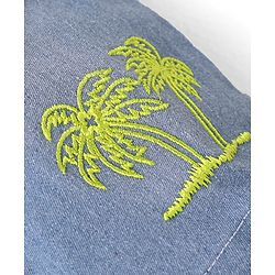 Babyhug Single Jersey Woven Dungaree & Half Sleeves T-Shirt With Tree Print - Blue & Green