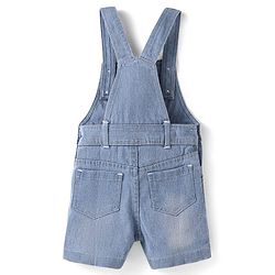 Babyhug Single Jersey Woven Dungaree & Half Sleeves T-Shirt With Tree Print - Blue & Green