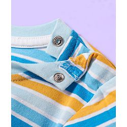 Babyhug Cotton Knit Half Sleeves T-Shirt with Stripes - White