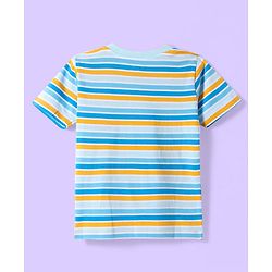 Babyhug Cotton Knit Half Sleeves T-Shirt with Stripes - White
