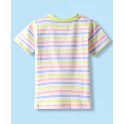 Babyhug Cotton Knit Half Sleeves T-Shirt with Stripes - White