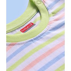 Babyhug Cotton Knit Half Sleeves T-Shirt with Stripes - White