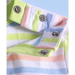 Babyhug Cotton Knit Half Sleeves T-Shirt with Stripes - White