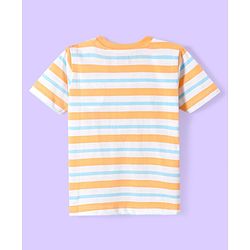 Babyhug Cotton Knit Half Sleeves T-Shirt with Stripes - White