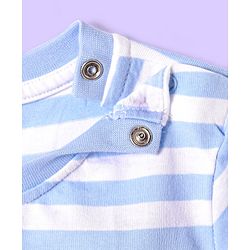 Babyhug Cotton Knit Half Sleeves T-Shirt with Stripes - White