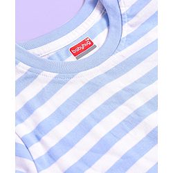 Babyhug Cotton Knit Half Sleeves T-Shirt with Stripes - White