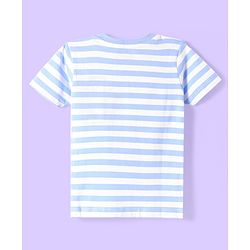 Babyhug Cotton Knit Half Sleeves T-Shirt with Stripes - White