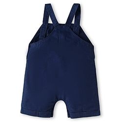 Babyhug Single Jersey Knit Half Sleeves T-Shirt & Dungaree Set with Dino Print & Embroidery - Navy Blue & Orange