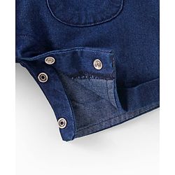 Babyhug Single Jersey Knit Half Sleeves T-Shirt & Dungaree Set with Dino Print & Embroidery - Navy Blue & Orange