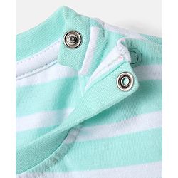 Babyhug 100% Cotton Knit Half Sleeves Striped T-Shirt - Light Blue