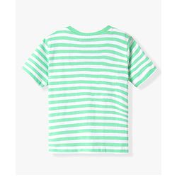 Babyhug 100% Cotton Knit Half Sleeves Striped T-Shirt - Light Green & White