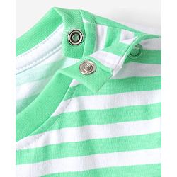 Babyhug 100% Cotton Knit Half Sleeves Striped T-Shirt - Light Green & White