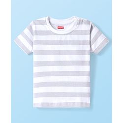 Babyhug Cotton Knit Half Sleeves Striped T-Shirt - Lavender