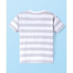 Babyhug Cotton Knit Half Sleeves Striped T-Shirt - Lavender