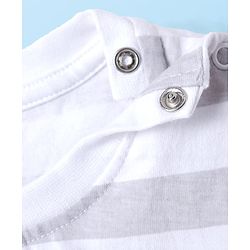 Babyhug Cotton Knit Half Sleeves Striped T-Shirt - Lavender